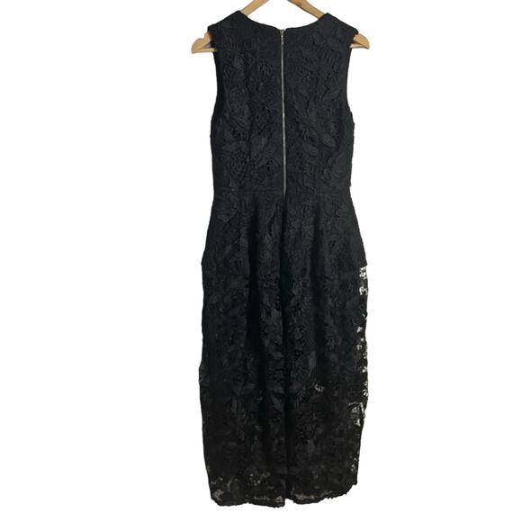 Nicholas Black Mosaic Lace Ball Sleeveless V-Neck Midi Dress Size 8 - Picture 13 of 15